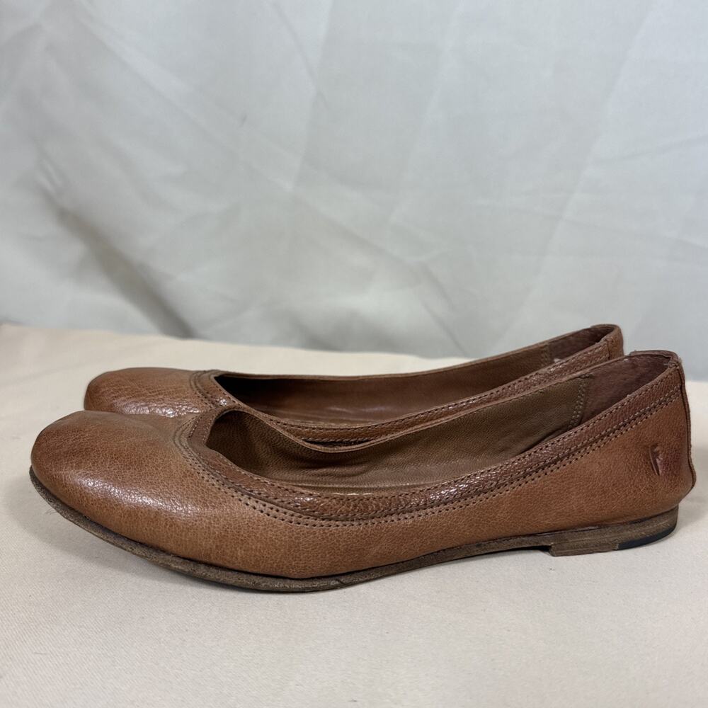 Frye Carson Ballet Flats Women 7M Brown Leather Round Toe Minimalist Shoes
